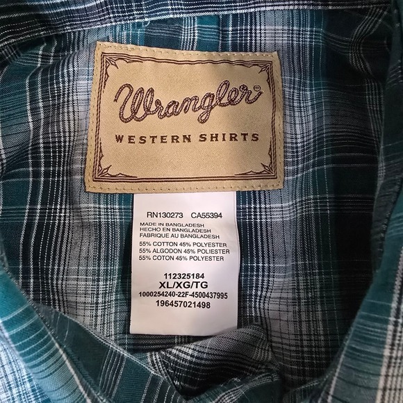 Wrangler Blue Plaid Western Pearl Snap Button‎ Up Shirt Men's Size XL Cowboy - Picture 5 of 9